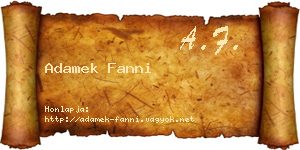 Adamek Fanni névjegykártya